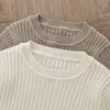 Conjunto de Suéter Britânico Infantil para Outono/Inverno, Camiseta Térmica de Malha Canelada, Calça e Gorro