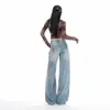 Pantalones de Jeans para Mujer de Pierna Ancha, Lavado Pesado Vintage Azul, Adelgazantes, Versátiles, Tiro Medio, Novedad Otoño 2026 Transfronterizos