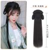 Peluca Hanfu bolsa de peluca antigua cabello enrollado cobertura completa de cabeza de una pieza estilo moño de orejas de gato antiguas estilo Song peinado de mujer