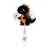 Porta credencial retráctil con temática de dinosaurio y Halloween, lindo y creativo accesorio de clip para tarjeta de identificación de oficina, producto de fuente directa