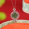 Yuebao Joyería Jade Natural Hetian Plata Pura S990 Jaspes Nueve Palacios Vajra Mazo Bagua Colgante Colgante de Nicho Giratorio