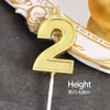 Pacote com 50 Velas Douradas com Números para Decoração de Bolo de Aniversário, Enfeites para Mesa de Sobremesa de Festa de Primeiro Aniversário Infantil