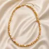 Colar simples de contas de concha natural 6mm estilo férias na praia feminino moderno elegante corrente para clavícula versátil