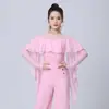 Top Riscado de Malha Elegante para Dança Moderna de Salão Valsa Prática Clássica