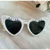 Nuevas gafas de sol con forma de corazón transfronterizas, estilo europeo y americano, extragrandes para fiestas y bailes, gafas de sol nupciales con forma de corazón para mujer con perlas, hechas a mano