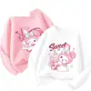 Camiseta de Manga Longa para Meninas, Estilo Primavera e Outono, Novo Modelo 2025, Algodão Puro Infantil, Super Fofa, Blusa Fina de Outono para Menininhas
