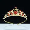 Acessório de Cabeça Coroa de Cristal de Luxo Acessível Universal Vermelho Coroa de Cabeça Menina Bebê Doce Retrô Princesa Diamante