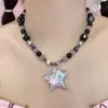 Collar de Estrella Colorido con Cuentas Nuevo 2025 para Mujer, Diseño Nicho, Cadena Clavicular de Celebridad de Internet, Estilo Dopamina Dulce Cool Picante