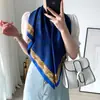 Bufanda de Seda de Sarga Fina para Primavera y Otoño con Rayas Estampadas, Bufanda Cuadrada Grande para Mujer, Chal, Pañuelo para la Cabeza de Protección Solar para Viajes 90cm