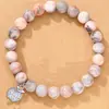 Com Cartão 8mm Pulseira de Contas Pedra Zebra Rosa Presente de Feriado Homens e Mulheres Pulseira de Contas Coração de Amizade Atacado Estilo Quente