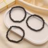 Pulsera de Moda Europea y Americana Transfronteriza de Amazon con Cuentas de Piedra de Vesícula Biliar Negra para Mujer, de una Sola Vuelta, Cuentas Redondas, Cuerda Estampada, Pulsera Hecha a Mano