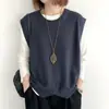 Chal de Punto para Mujer, Otoño 2026, Color Sólido, Corte Holgado, Cuello Redondo, Jersey Irregular, Chaleco Corto, Ropa de Abrigo