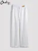 Pantalones Blancos Puros de Pierna Ancha para Mujer, Corte Holgado, Verano, Algodón-Lino Delgado, Caída Suave, Cintura Alta, Adelgazantes, Pierna Recta