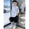 Ropa para niños, conjunto de outfit de verano para niños, nueva colección de verano 2027, estilo deportivo, camiseta fina de manga corta para niños mayores, moderno y genial