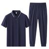 Diyu Shenlong Algodón Hielo Casual Deportivo Traje para Hombre Verano Mediana Edad y Adultos Mayores Camisa Polo de Manga Corta y Pantalones Conjunto de Dos Piezas