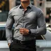 Camisa de Hombre Elástica Transfronteriza para Hombre 2026 Manga Larga Botones Corte Ajustado Tallas Grandes