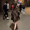 Nuevo Otoño Costura Oscura Ropa de Trabajo Estampado de Leopardo Holgada Camisa de Manga Larga Elegante Versátil Top de Nicho