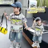 Ropa de Verano para Niños Trajes para Niños Camisetas de Manga Corta 2026 Nuevo Estilo Coreano Ropa para Niños Pequeños Conjunto de Dos Piezas de Verano para Niños