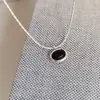 Estilo Coreano Ins Estilo Simple Colgante Oval de Ágata Collar Hueso de Serpiente para Mujer Combinación Versátil Lujo Ligero Gama Alta Estilo Retro Francés