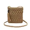 2026 Bolsa de Palha Estilo Coreano Tecida Estilo Preguiçoso Cor Sólida Bolsa de Mão Bolsa de Ombro para Mulheres Estilo Floresta de Praia de Verão Estilo Nacional Artístico