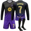 2627 Camiseta de fútbol de manga larga de visitante del nuevo Barcelona de Rodri, negra y morada, número 10, Yamal, Messi