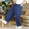 Pantalones de ejercicio matutino, ocio, tai chi, para personas de mediana edad y mayores, de algodón y lino, estilo unisex para hombres y mujeres, bombachos de artes marciales, holgados, talla grande