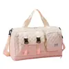 Bolsa de gimnasio con estampado de diamantes, compartimentos separados para artículos húmedos y secos, compartimento independiente para zapatos, se puede acoplar a un carrito, viene con una correa larga para el hombro, resistente al agua, gran capacidad, se puede llevar cruzada