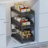 Prateleira de armazenamento para debaixo da pia da cozinha para temperos, prateleira deslizante para armário debaixo da pia, armazenamento multifuncional