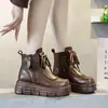 Botas estilo Martin forradas de felpa, cálidas, de cuero suave, botines, nueva colección otoño/invierno 2026, diseñadas para mujeres petite, con suelas gruesas para mayor altura, botas altas de algodón