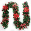 Suministro transfronterizo: Guirnalda rústica de bayas rojas navideñas 180 cm / 2,7 m flores densas con purpurina roja y dorada Decoración navideña