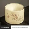 Bote de Cerámica Ruyao Estilo Chino con Patrón de Loto para Residuos de Té para Uso Doméstico, Cenicero Anti-Ceniza para Té, Piezas y Accesorios para Ceremonia del Té
