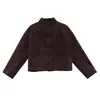 Chaqueta Corta de Ante con Cuello Alto y Botonadura Asimétrica COMOS CMS 2026 Otoño Nueva para Mujer 260181