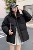 Liquidação: Jaqueta Curta Feminina de Penas com Algodão e Gola Alta, Estilo Coreano, Corte Solto, Acolchoada, Quente, com Bolsos com Zíper, Casaco de Algodão de Inverno