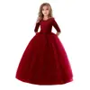 Vestido Infantil Más Vendido de Amazon con Mangas Largas, Adecuado para Edades 3-14, Vestido de Dama de Honor, Suministro Transfronterizo, Vestido de Princesa Europeo y Americano