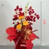 Novas Flores de Fileira no Chão para Casamento Decoração de Palco T Decoração de Fileira de Flores Flores de Corredor Decoração de Fundo de Palco de Casamento Flores Artificiais Floricultura de Simulação