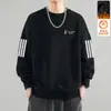 Sudadera de otoño e invierno para hombre, corte holgado, forro polar, sin capucha, cuello redondo, camiseta de manga larga, talla grande, moderna, versátil, cómoda
