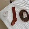 Youjiaxiu Calcetines para Mujer Otoño Invierno Nuevos Estilo Coreano Color Sólido Estilo Ins Calcetines Apilables Canalé 3D Hasta la Pantorrilla Calcetines de Algodón
