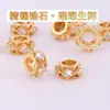 Pulsera Hueca de Oro Antiguo de 18K con Cuentas de Agujero Grande, Separadores de Pulsera con Rueda de Circonita, Cuentas Individuales, Accesorios para Pulseras DIY