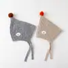 Chapéu de pelúcia com abas de orelha de urso de desenho animado para crianças, chapéu quente de urso 3D para outono e inverno com cadarços, chapéu unissex à prova de frio