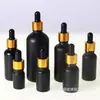 Em estoque Frasco de Óleo Essencial Preto Fosco 30ml Frasco Conta-gotas para Líquido Essencial Frasco de Vidro para Emulsão Cosmética Engarrafado