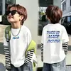 Camiseta de Manga Larga para Niños Primavera y Otoño 2026 Nueva 100% Algodón Infantil Cuello Redondo Elegante Falso Dos Piezas Casual para Niños Mayores