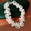 Colar de Renda com Contas de Vidro e Pérolas Corrente Claviculara de Luxo Leve Nicho Conjunto de Joias Moda Estilo Retro Francês para Mulheres