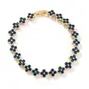 Pulseira Colorida de Pedra Preciosa Flor de Trevo de Quatro Folhas Transfronteiriça Europeia e Americana, Fashionável e Versátil, Luxo Leve com um Toque de Alto Padrão, Pulseira de Cobre Cravejada com Zircônia de Diamante Completo