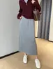 Falda Lápiz Recta de Tencel de Alta Calidad con Abertura, de Cintura Alta, Adelgazante, de Longitud Media Informal para Mujer, Primavera H031117