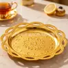 Bandeja vintage estilo europeo chapada en oro, plato de presentación para almacenamiento y exhibición de postres en casa, plato decorativo para la hora del té