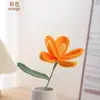 Flor de tulipa tejida a mano con hilo, flor artificial tejida, adorno decorativo para escritorio del hogar, flor tejida creativa, regalo