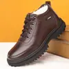 Zapatos de Algodón de Invierno para Hombre, Zapatos Casuales de Cuero, Botas de Algodón Impermeables Cálidas Engrosadas de Terciopelo, Botas de Nieve con Piel Integrada, Zapatos para Hombre
