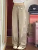 Calça jeans cáqui pequena feminina 2025 New Arc Cropped Calça larga Calça reta alta
