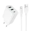 Cargador Borofone Ba105A de Tres Puertos Estándar Europeo Carga Rápida Nuevo Adaptador para Teléfono Móvil Enchufe Cargador EU