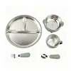Plato Dividido para Bebé Transfronterizo con Acero Inoxidable 304 y Base de Silicona, Vajilla Personalizada Oem/Odm para Alimentación de Bebés